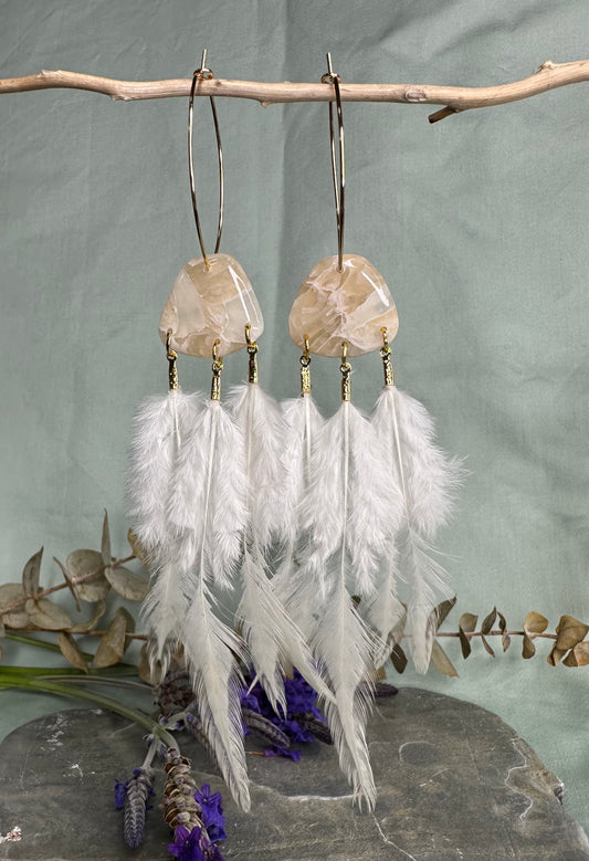 Crème Quartz - Dreamcatcher Hoops