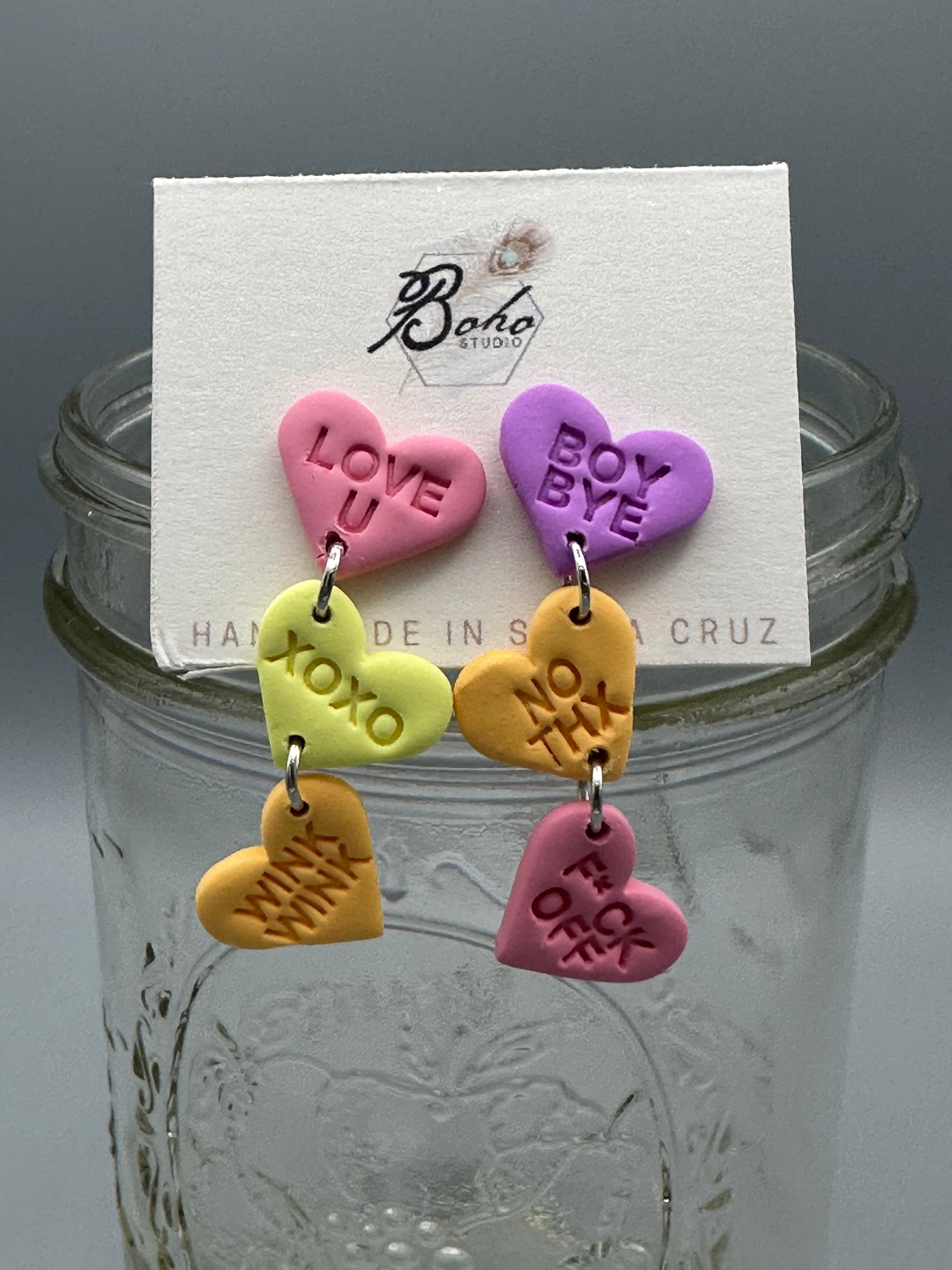 Candy sales heart earrings